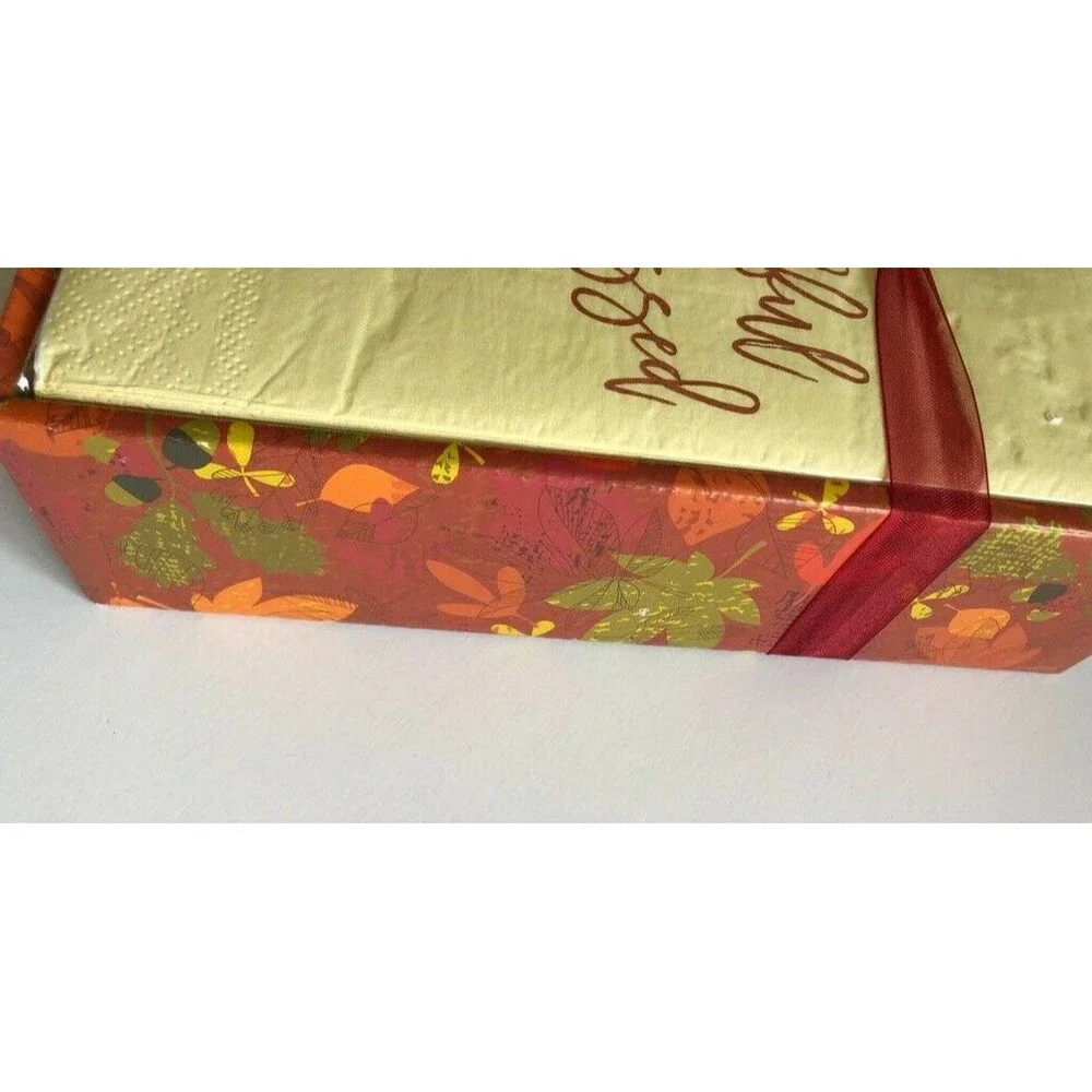 Thanksgiving Thankful Blessed Paper Napkins 40 ct Guest Bath W/Caddie DEcoupage